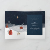 Traditional Rustic Navy Red Winter Merry Christmas シーズンカード (内部)