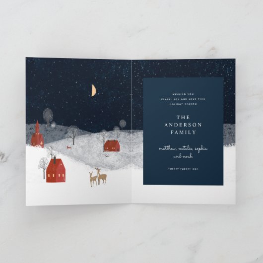 Traditional Rustic Navy Red Winter Merry Christmas シーズンカード (内部)