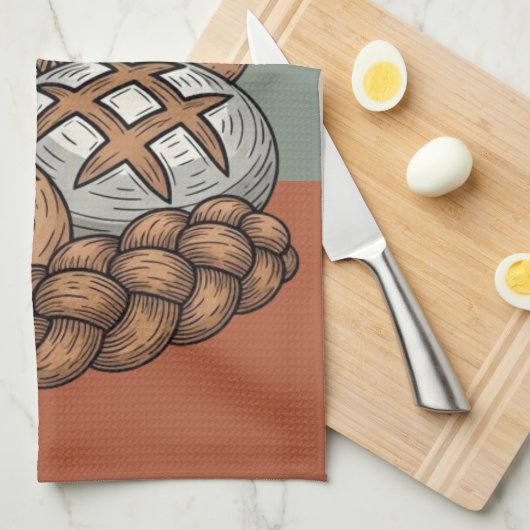 Traditional Rustic Sourdough & Baguette キッチンタオル (四つ折り)