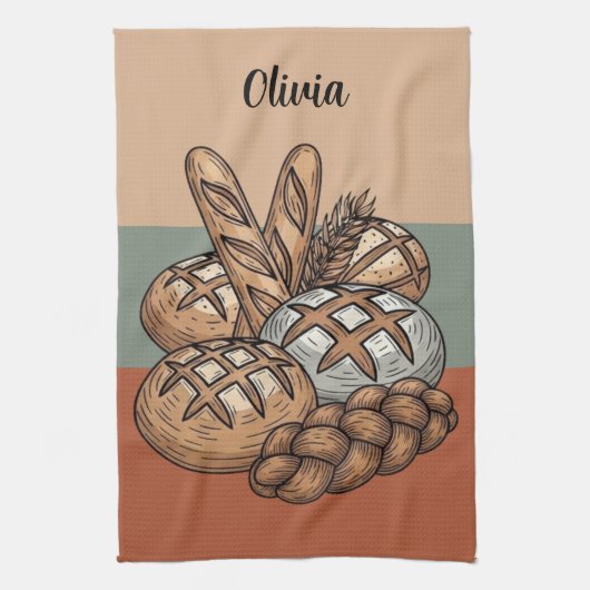 Traditional Rustic Sourdough & Baguette キッチンタオル (縦)