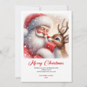 Traditional Santa And Rudolph Holiday Greeting  シーズンカード (正面)