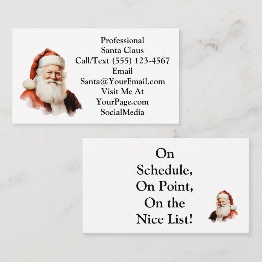 Traditional Santa Claus Business Card 名刺 (正面/裏面)