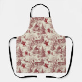 Traditional Santa Claus Red on Cream Toile De Jouy エプロン (正面)
