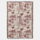 Traditional Santa Claus Red on Cream Toile De Jouy スローブランケット (正面縦)