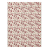 Traditional Santa Claus Red on Cream Toile De Jouy テーブルクロス (正面)