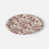 Traditional Santa Claus Red on Cream Toile De Jouy ペーパープレート (アングル)