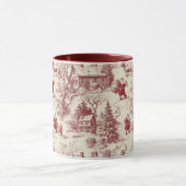Traditional Santa Claus Red on Cream Toile De Jouy マグカップ (中央)