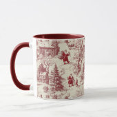 Traditional Santa Claus Red on Cream Toile De Jouy マグカップ (左)