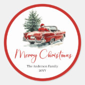 Traditional Santa Claus Vintage Holiday Sticker ラウンドシール (正面)