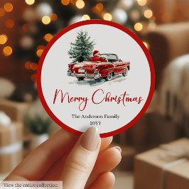 Traditional Santa Claus Vintage Holiday Sticker ラウンドシール