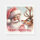 Traditional Santa Rudolph Holiday Party Set スタンダードカクテルナプキン (正面)