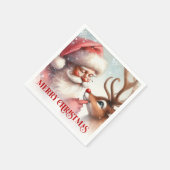 Traditional Santa Rudolph Holiday Party Set スタンダードカクテルナプキン (角)