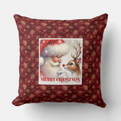 Traditional Santa Rudolph Xmas Pillow Cozy Festive クッション (正面)