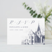 Traditional Script Palace Illustration Wedding 出欠カード (スタンド正面)