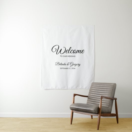 Traditional Script Welcome Wedding Fabric Sign  タペストリー (インサイチュ)