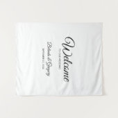 Traditional Script Welcome Wedding Fabric Sign タペストリー (正面(横))