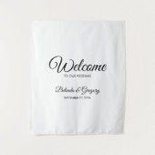 Traditional Script Welcome Wedding Fabric Sign タペストリー (正面)