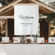 Traditional Script Welcome Wedding Fabric Sign 