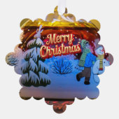  Traditional Snowman Christmas Keepsake オーナメントカード (正面)