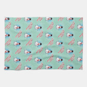 Traditional Snowman Christmas on LIGHT TEAL キッチンタオル (横)