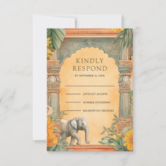 Traditional South Indian Wedding 出欠カード (正面)