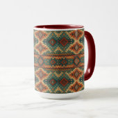 Traditional Southwestern rustic teal & brown  マグカップ (正面右)