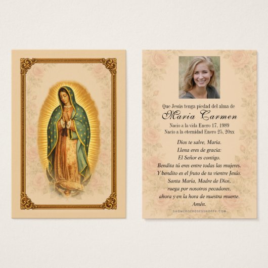 Traditional Spanish Our Lady of Guadalupe Funeral  (正面&裏面)