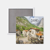 Traditional Stone Houses in Bulnes, Asturias マグネット (正面/裏面)