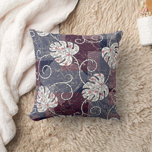 traditional stripes and leaves pattern クッション (ブランケット)