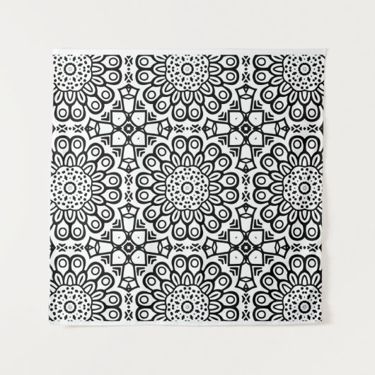 Traditional sunflower batik pattern ornamentscroll タペストリー (正面)
