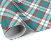 Traditional Teal Blue Maroon Red White Plaid ラッピングペーパー (ロールコーナー)
