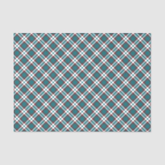 Traditional Teal Blue Maroon Red White Plaid 薄葉紙 (正面)