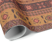 Traditional Terracotta Ethnic Tribal Boho Pattern ラッピングペーパー (ロールコーナー)