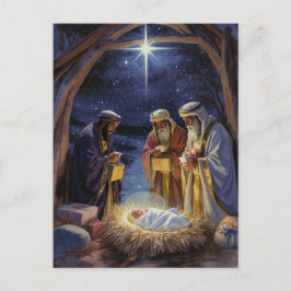 Traditional Three Wise Men Nativity シーズンポストカード