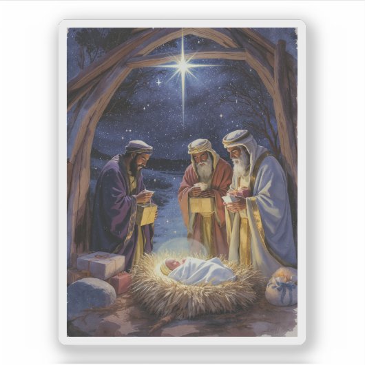 Traditional Three Wise Men Nativity シール (正面)