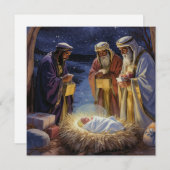 Traditional Three Wise Men Nativity 招待状 (正面/裏面)