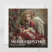 Traditional Victorian Angel Burgundy Red Gold Card シーズンカード (正面)