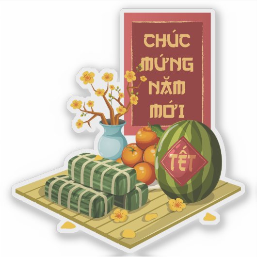 Traditional Vietnamese Tet Fruits & Flowers シール (正面)