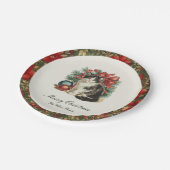 Traditional Vintage Cat Christmas ペーパープレート (アングル)