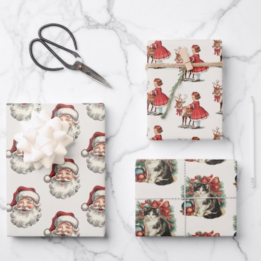 Traditional Vintage Christmas Wrapping Paper ラッピングペーパーシート (正面)