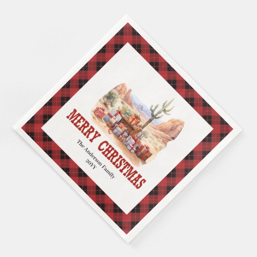 Traditional Western Check Holiday Paper Napkins (コーナー)