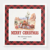 Traditional Western Check Holiday Paper Napkins (正面)