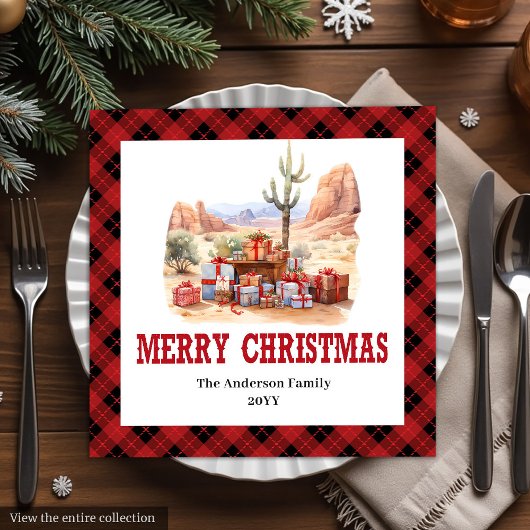 Traditional Western Check Holiday Paper Napkins