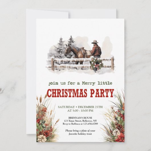 Traditional Western Christmas party invite digital 招待状 (正面)