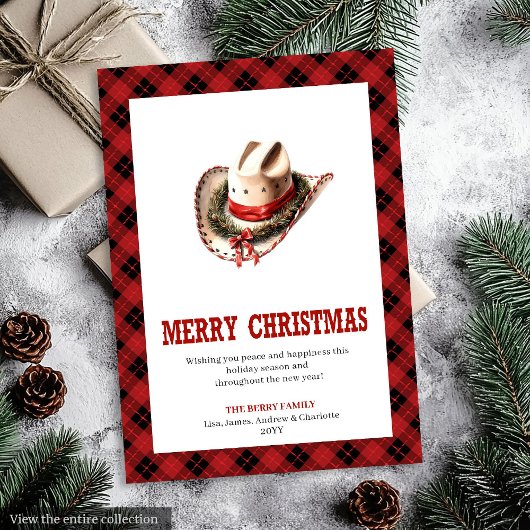 Traditional Western Plaid Holiday Greeting Card シーズンカード