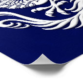 Traditional White and Blue Chinese Dragon Circle ポスター (角)