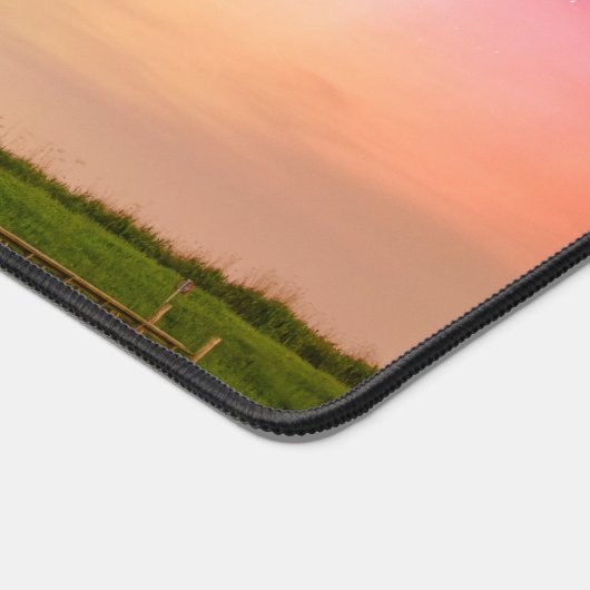 Traditional windmill under the Northern Lights デスクマット (コーナー)