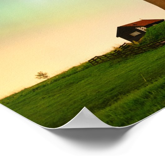 Traditional windmill under the Northern Lights ポスター (角)