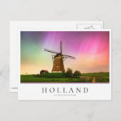 Traditional windmill under the Northern Lights ポストカード (正面/裏面)
