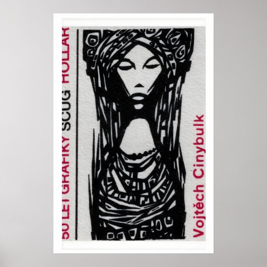 Traditional Woman Matchbox Art Print, Czech ポスター (正面)
